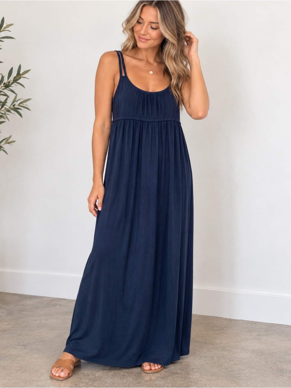Mossimo Supply Co. Navy Double-Strap Maxi Dress